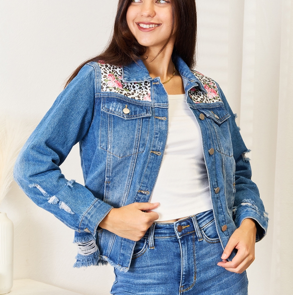 Leopard Rose Distressed Jacket - Picture 10 of 10